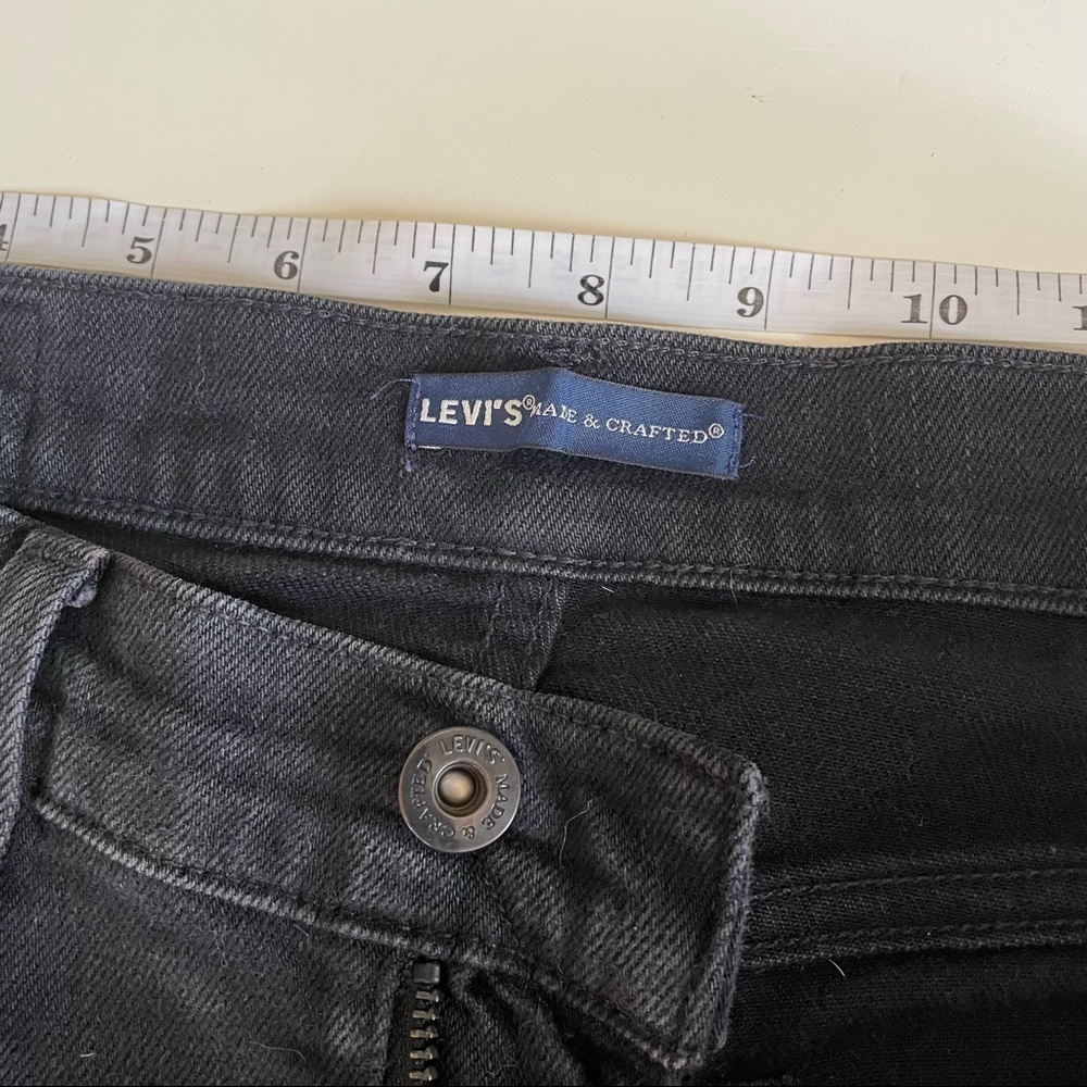 Levi’s Made & Crafted 501 Slim Jeans Size 29x34 Black Rinse Big E Blue Tab - Picture 9 of 13